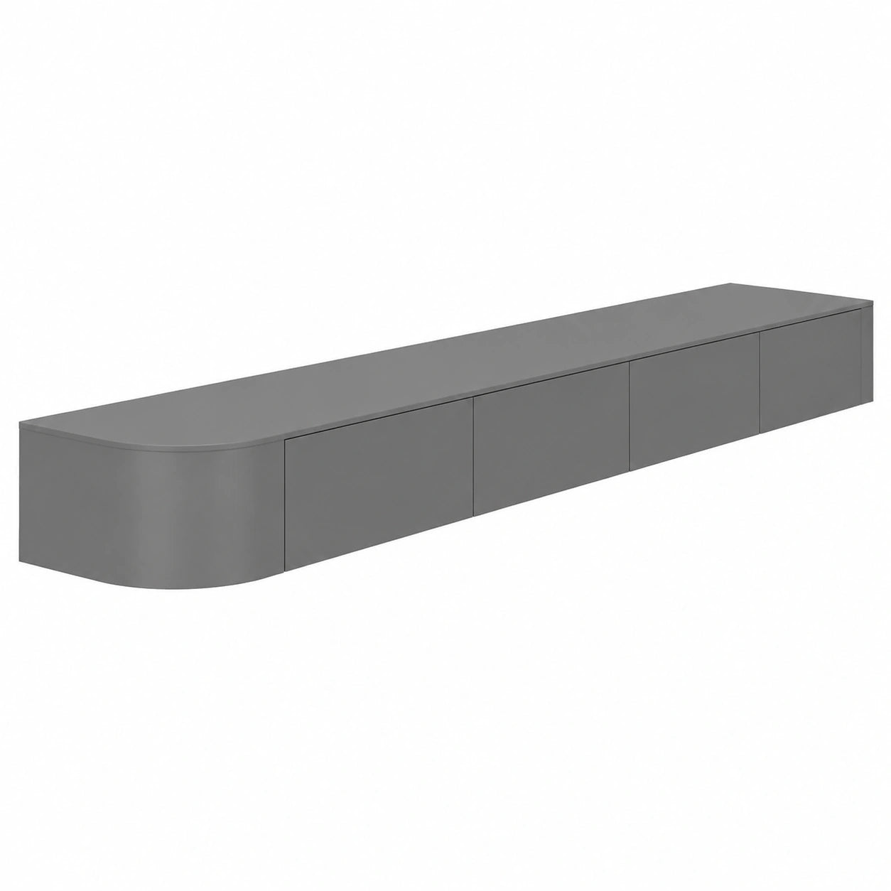 Schwebender TV-Schrank mit Türen, Graues Media-Board 160cm für Wohnzimmer und Büro