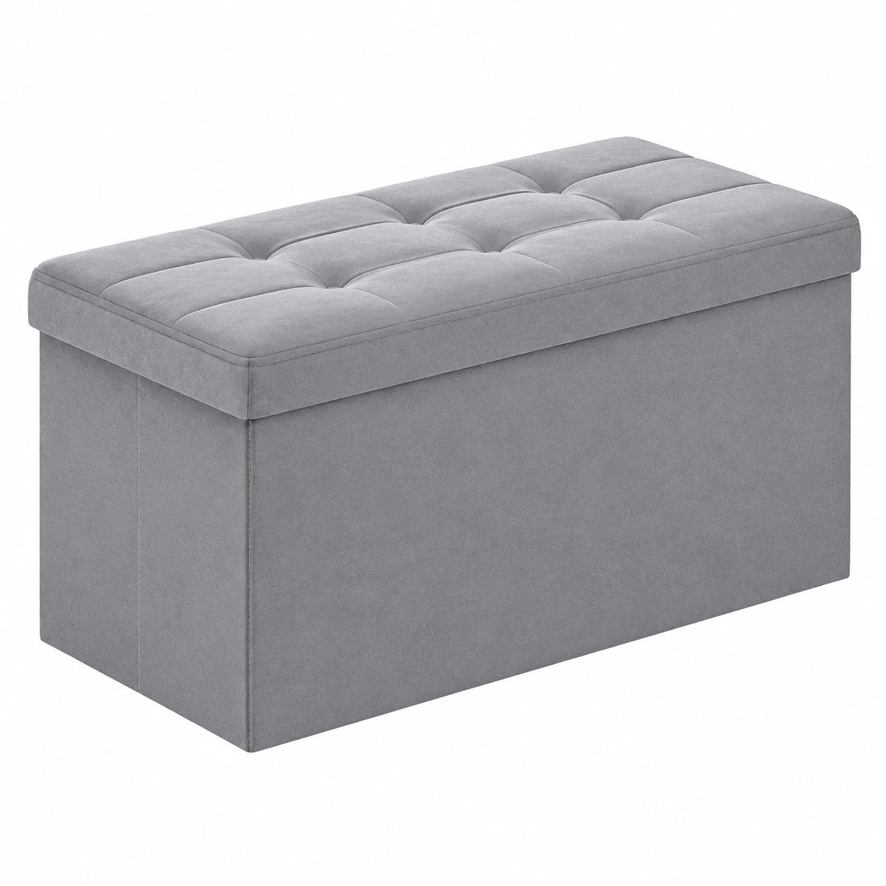 Klappbarer SONGMICS Sitzhocker mit 300 kg Tragkraft, Stauraum und Aufbewahrung, 38 x 76 x 38 cm, für Wohnzimmer, Schlafzimmer und Flur, Taubengrau