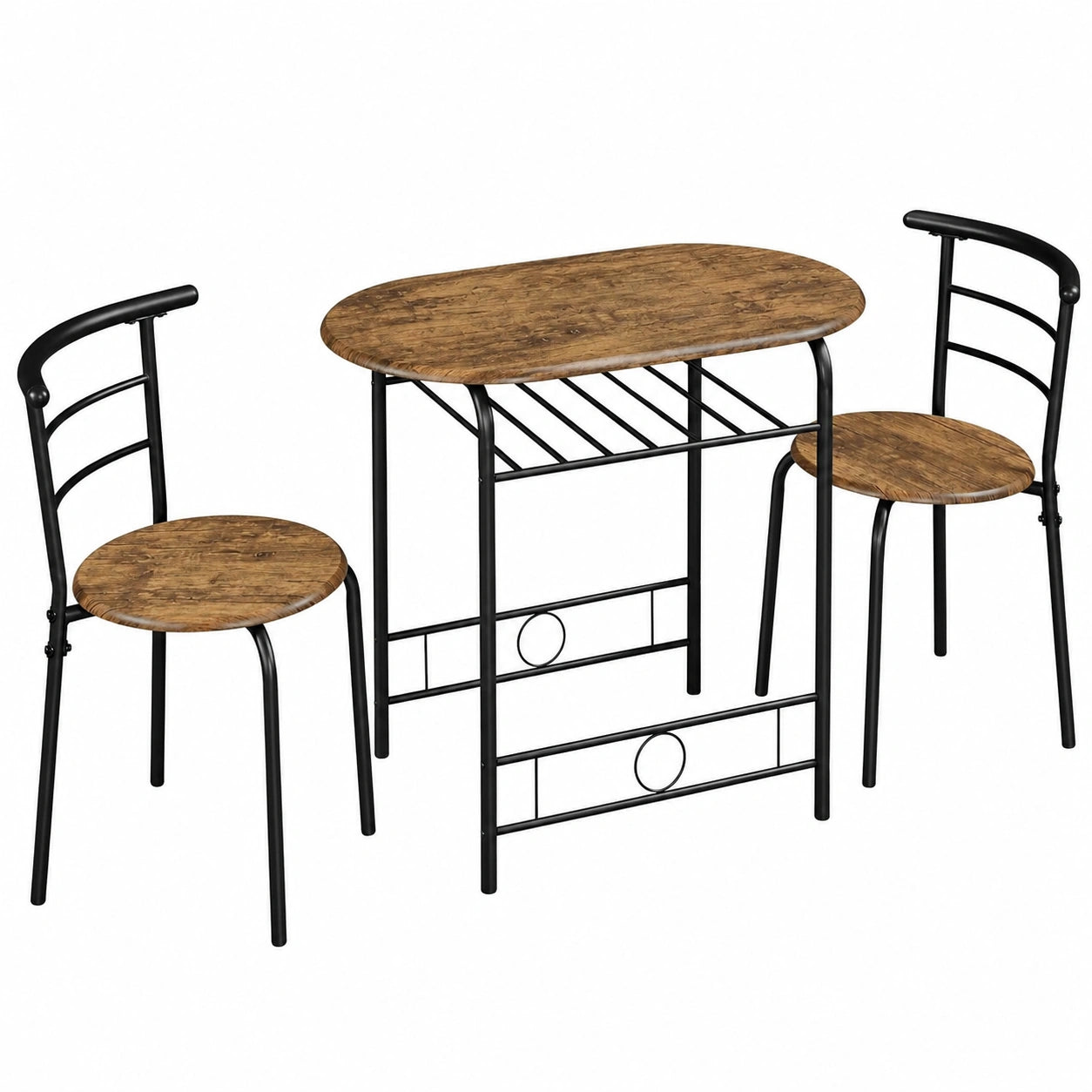 Yaheetech 3-teiliges Essgruppe Set mit Stauraum, kompakt für Küche, Wohnzimmer oder Balkon