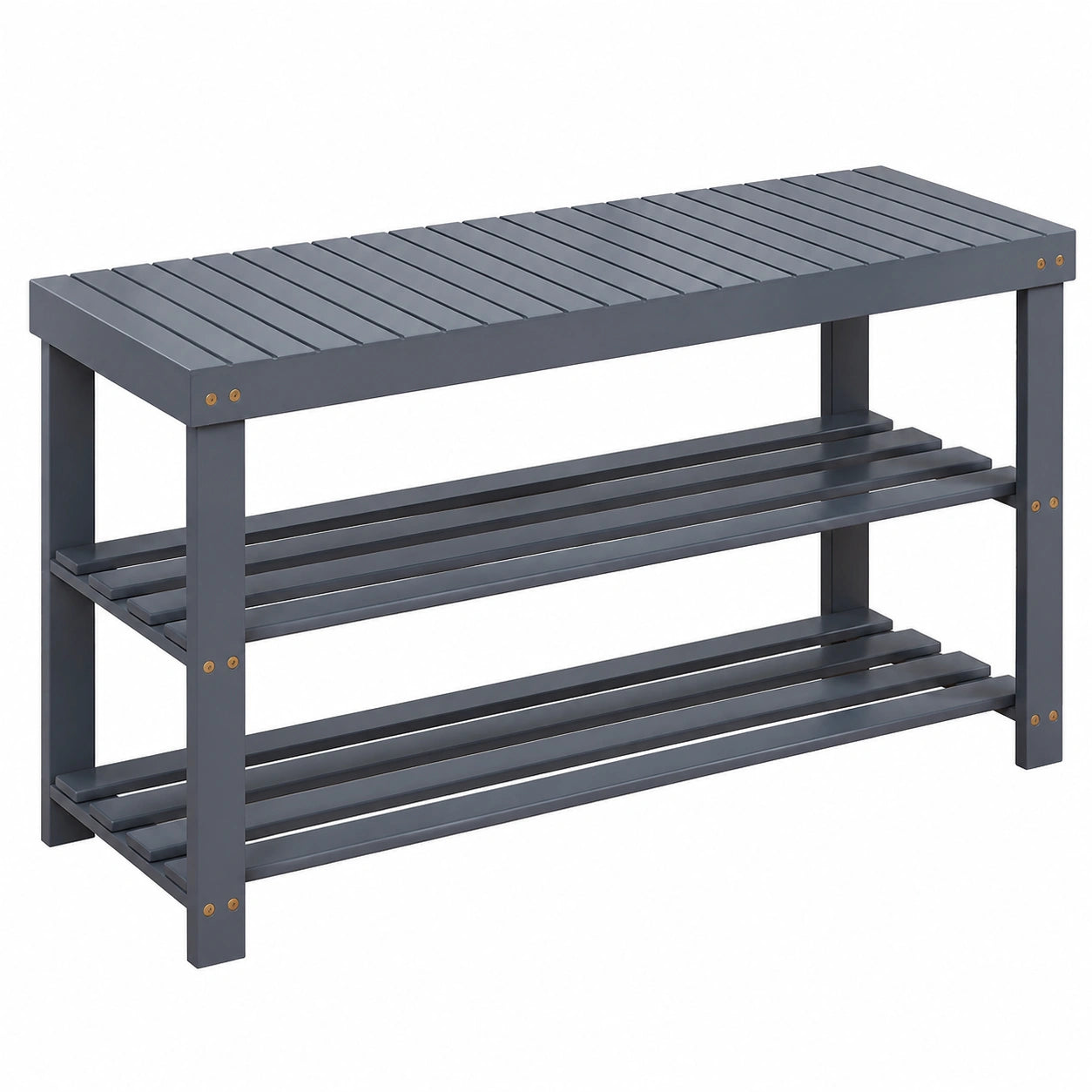 Bambus Schuhbank mit Sitz, 3-stufiges Schuhregal, Ideal für Flur und Wohnzimmer, Grau