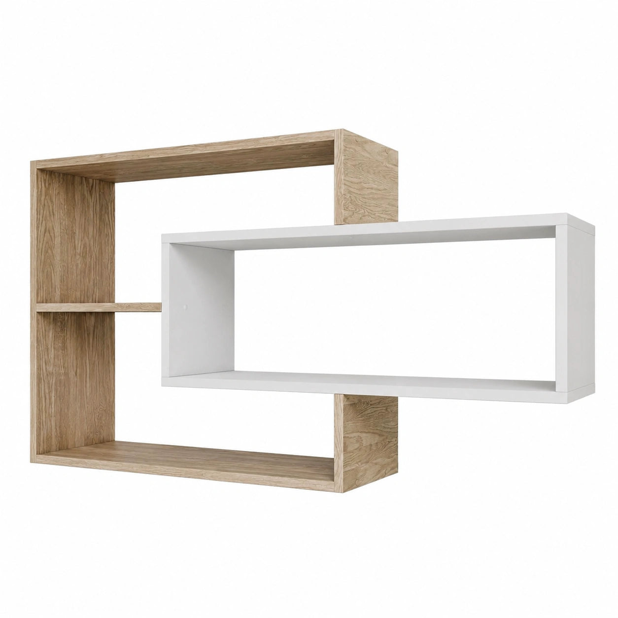 Holzwandregal Karo in Natur/Weiß für Wohnzimmer, Schlafzimmer und Küche