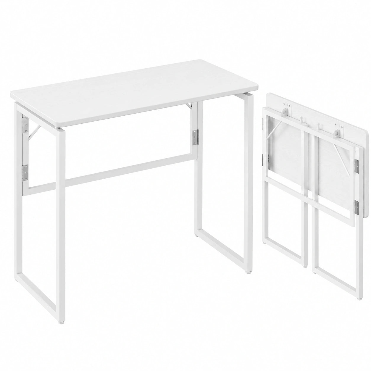 VASAGLE Klappbarer Schreibtisch, kompakter Computertisch, abgerundete Ecken, ideal für Homeoffice, Schlafzimmer, 80 x 40 cm, weiß