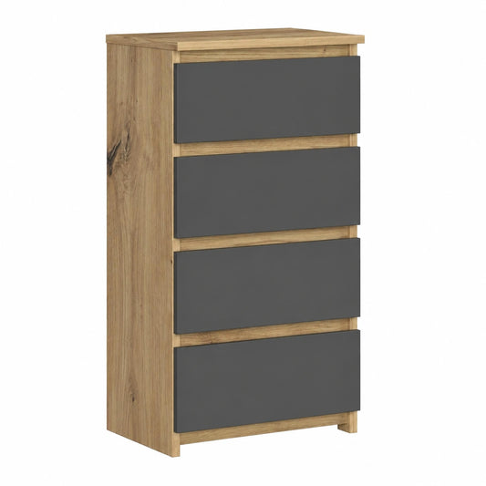 AKORD Kommode mit 5 Schubladen in Artisan Eiche und Graphitgrau, 40x92x35 cm, ideal für Wohn- und Schlafzimmer