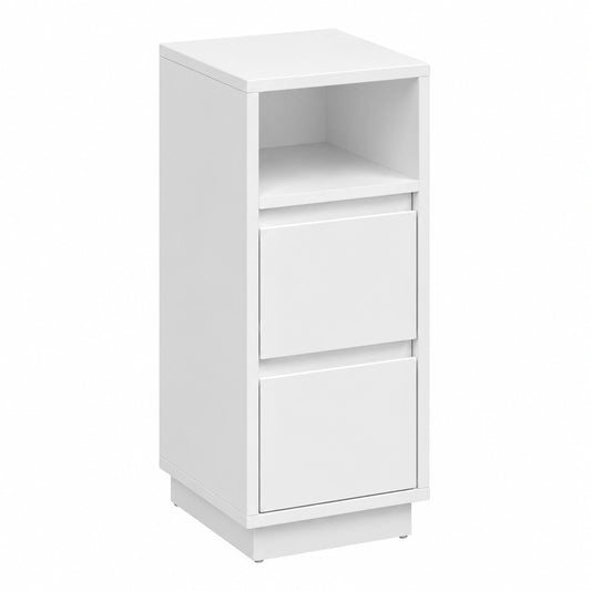 VASAGLE Nachttisch mit 2 Schubladen und flexiblem Fach, schmales Design für Schlafzimmer und Wohnzimmer, wolkenweiß