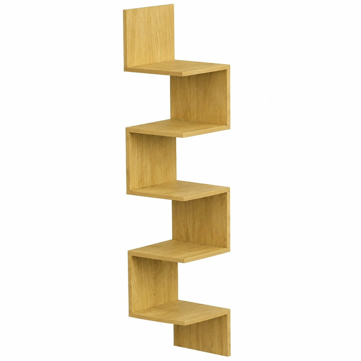 VASAGLE Eckregal mit 5 Ebenen, Schweberegal für Bücher und Pflanzen, vielseitiges Wandregal - Schlafzimmer, Wohnzimmer, Bad, Homeoffice, Natur-Eiche
