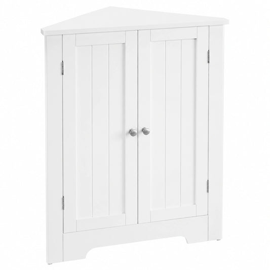 VASAGLE Eckschrank, moderner Landhausstil, mit verstellbarer Ablage, für Bad, Küche, Wohnzimmer, wolkenweiß