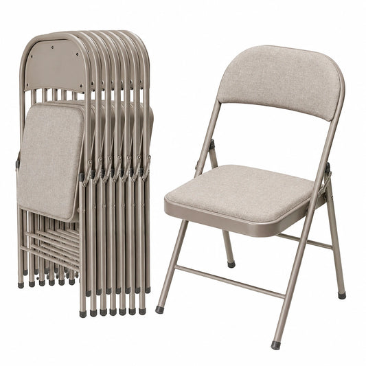 Klappstuhl Set für Camping und Garten, 8er Set mit Stoffkissen, Ideal für Esszimmer und Balkon, Farbe Khaki