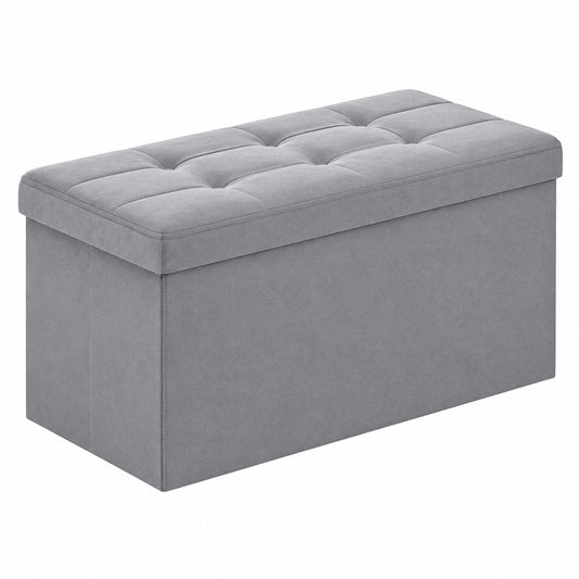 Klappbarer SONGMICS Sitzhocker mit 300 kg Tragkraft, Stauraum und Aufbewahrung, 38 x 76 x 38 cm, für Wohnzimmer, Schlafzimmer und Flur, Taubengrau
