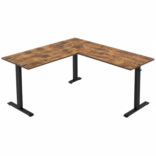 Agilestic L-förmiger elektrisch höhenverstellbarer Eckschreibtisch, 160 x 140 cm, ergonomischer Steh-Sitz Computertisch in Braun