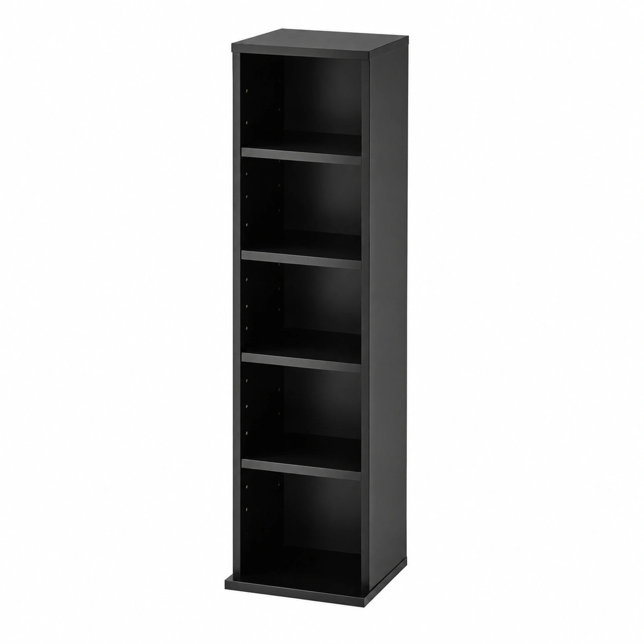 Schwarzes CD/DVD-Regal mit 6 verstellbaren Fächern – 90 x 20 x 20 cm