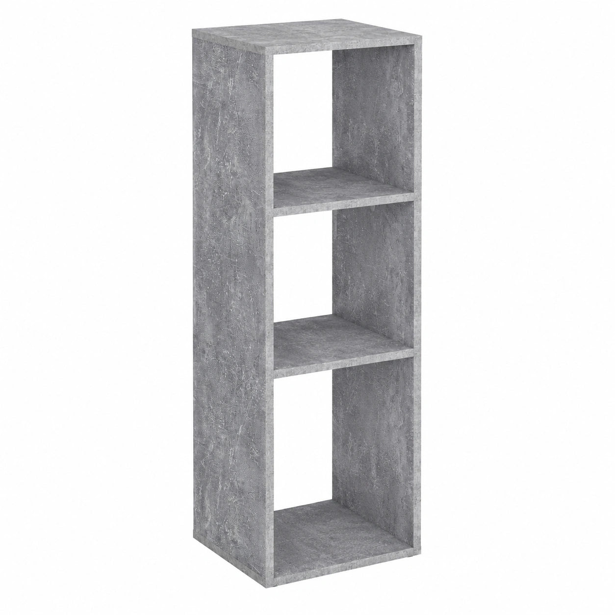 KOMTO Beton Bücherregal - Modernes Standregal für Büro, Wohnzimmer und Kinderzimmer, 3 Fächer, 33,8 x 30,7 x 112,5 cm