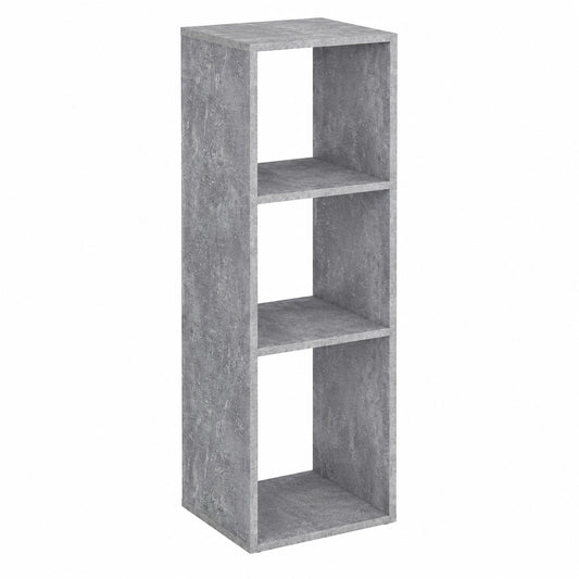 KOMTO Beton Bücherregal - Modernes Standregal für Büro, Wohnzimmer und Kinderzimmer, 3 Fächer, 33,8 x 30,7 x 112,5 cm