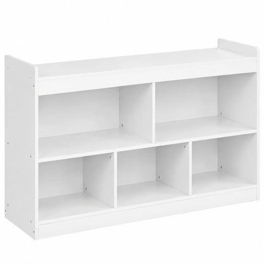 SONGMICS Kinder-Bücherregal, Spielzeug-Aufbewahrung mit 5 offenen Fächern, Montessori-Stil, Wolkenweiß, 30 x 112,2 x 65 cm