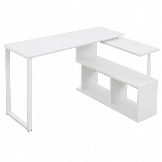 Multifunktionaler Eckschreibtisch mit 360° Regal, Eiche, für Büro und Zuhause, 120x100x74 cm