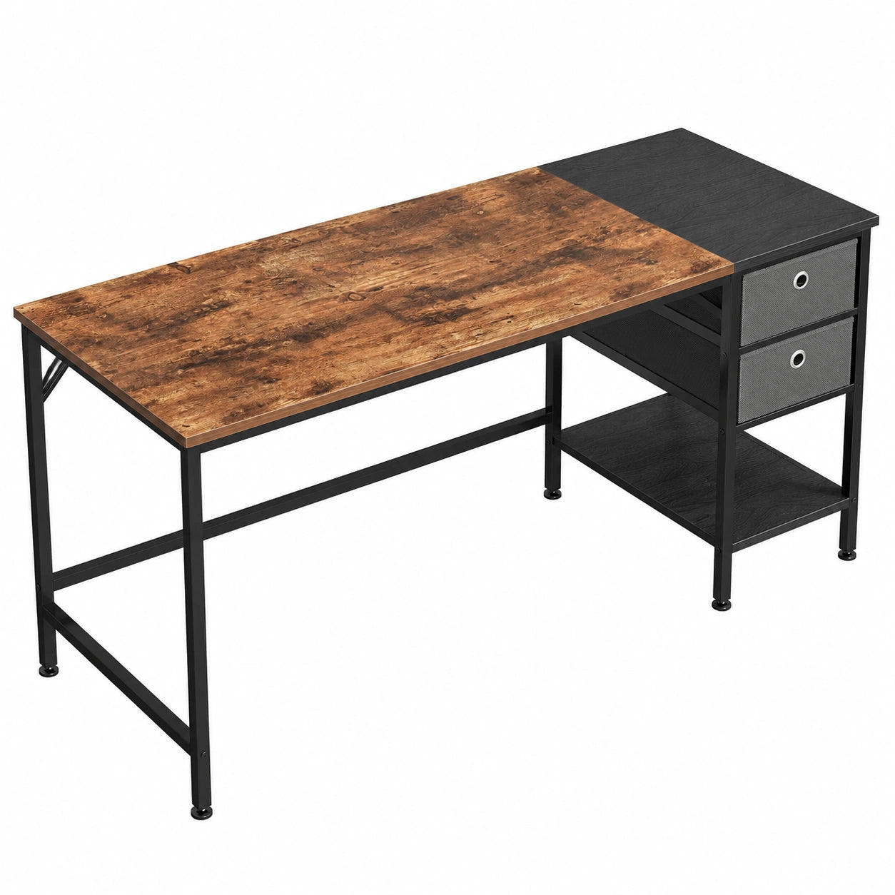 Moderner Büroschreibtisch mit 2 Schubladen, Holz Computertisch 140x50x75 cm für Büro und Zuhause