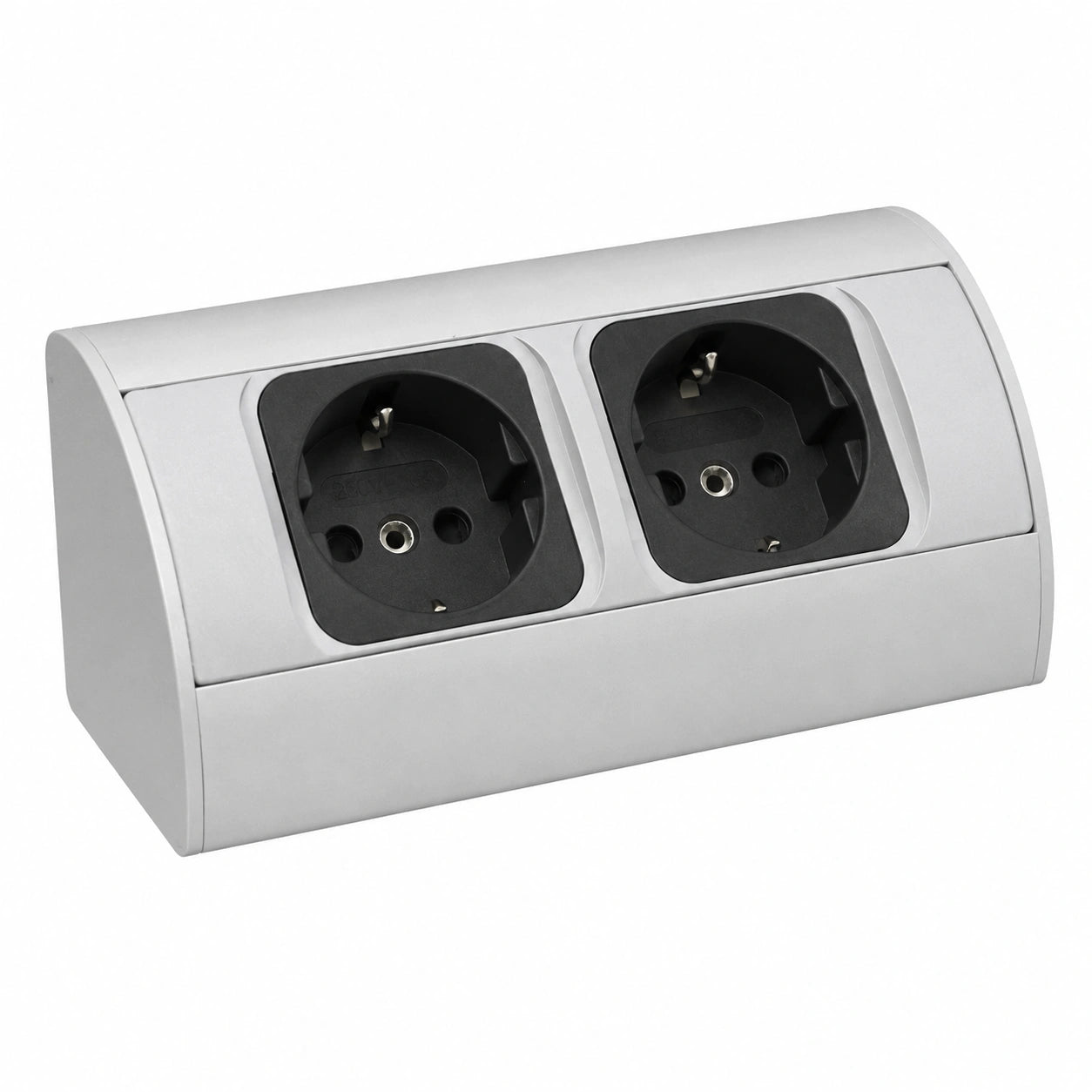 Eck-Steckdose aus Aluminium 2-fach, ideal für Küche, Bad und Wohnzimmer